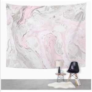 50” x 60” gray, white, and pink marble tapestry